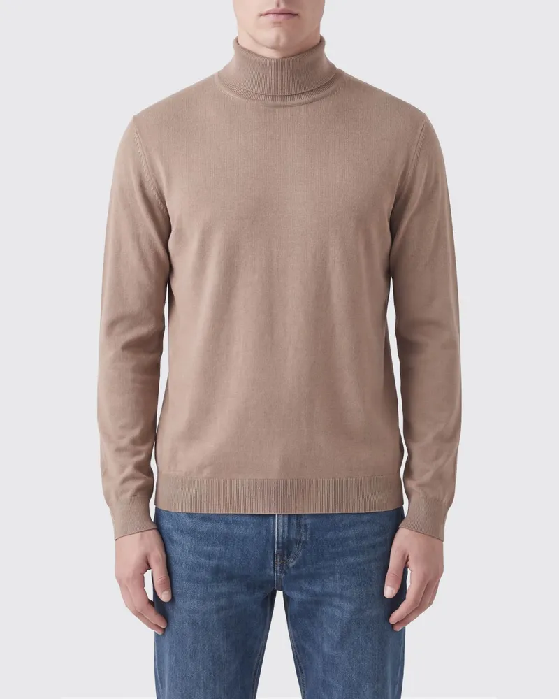 LARDINI Rollkragenpullover aus reiner Schurwolle von mit langen Ärmeln Braun