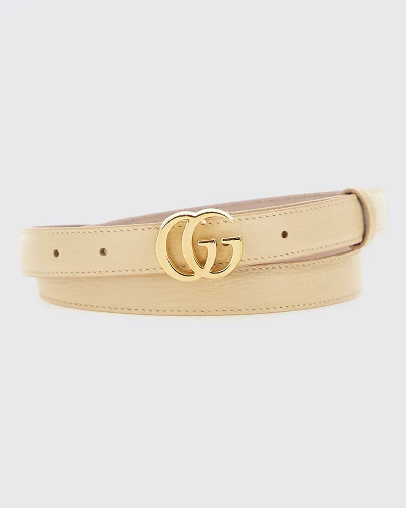 Gucci GG Marmont Ledergürtel mit Monogramm-Schnalle Gelb