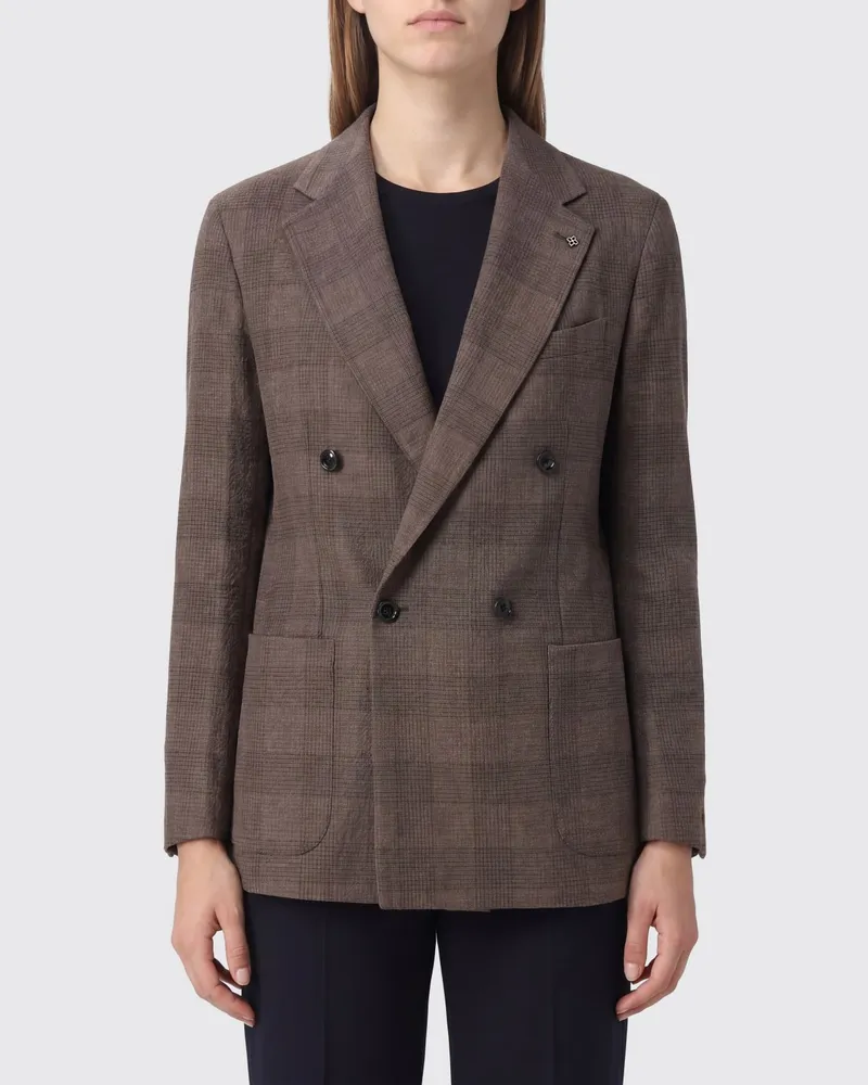 Tagliatore Doppelreihiger Tartan-Blazer Braun
