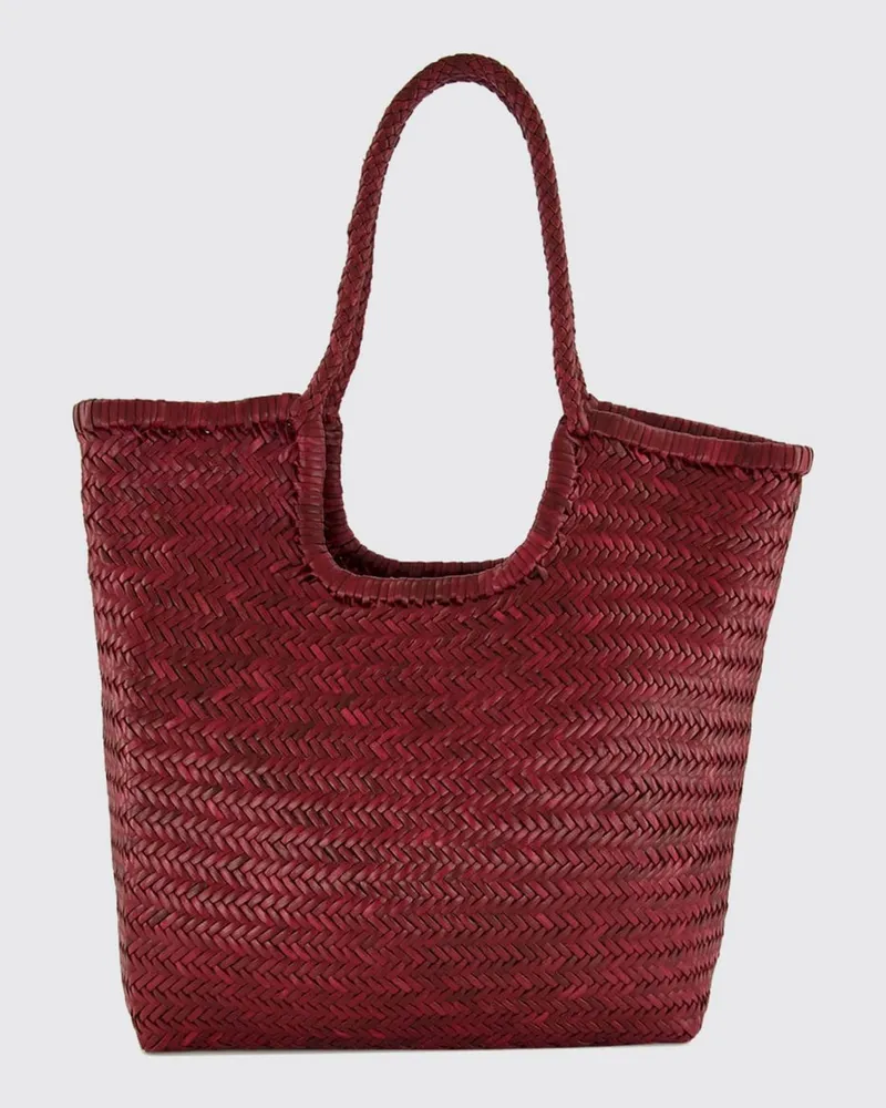 Dragon Diffusion NS Diagonal Triple Jump Tote-Tasche aus gewebtem Büffelleder Burgunderrot