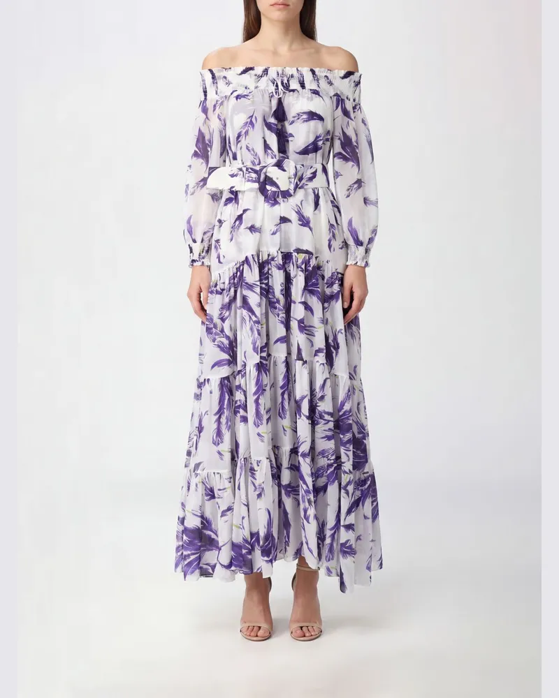 Samantha Sung A-Linien-Midikleid Eden aus Baumwolle mit Blumendruck Violett