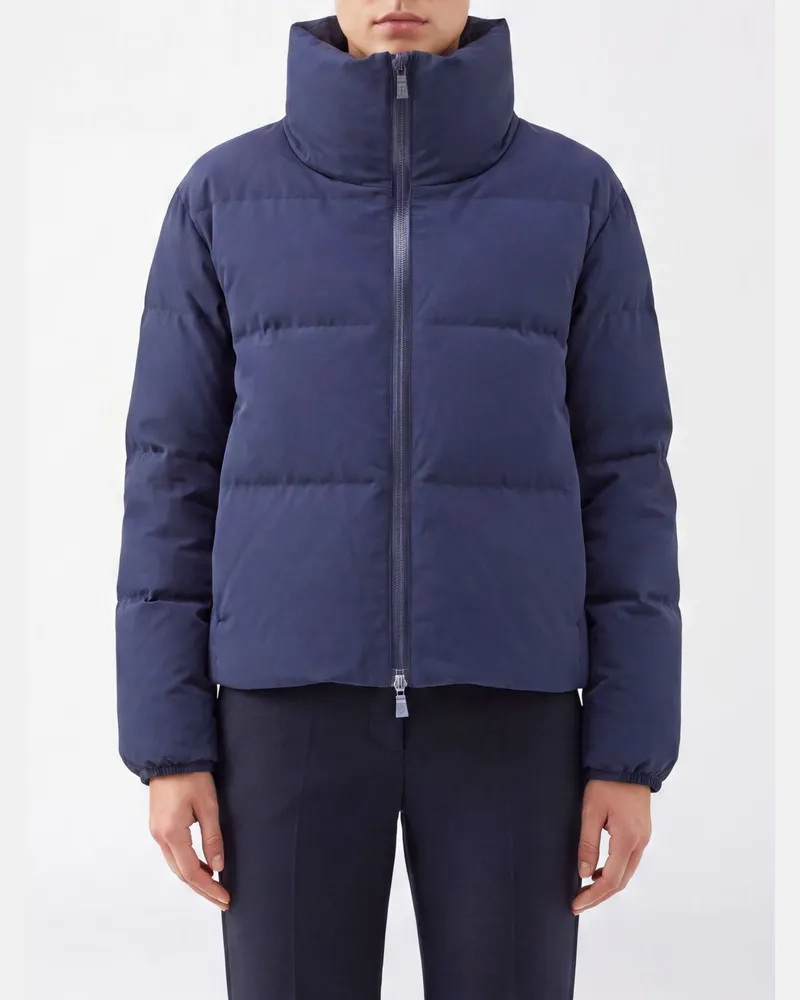Herno Kurze Stepp-Daunenjacke aus Nylon mit Trichterkragen und Reißverschluss Schwarz