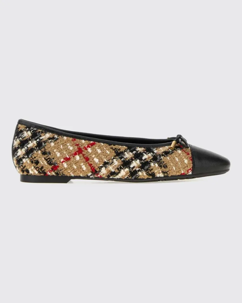 Burberry Ballerinas aus Tweed mit Vintage-Check mit runder Kappe und Schleife Sand