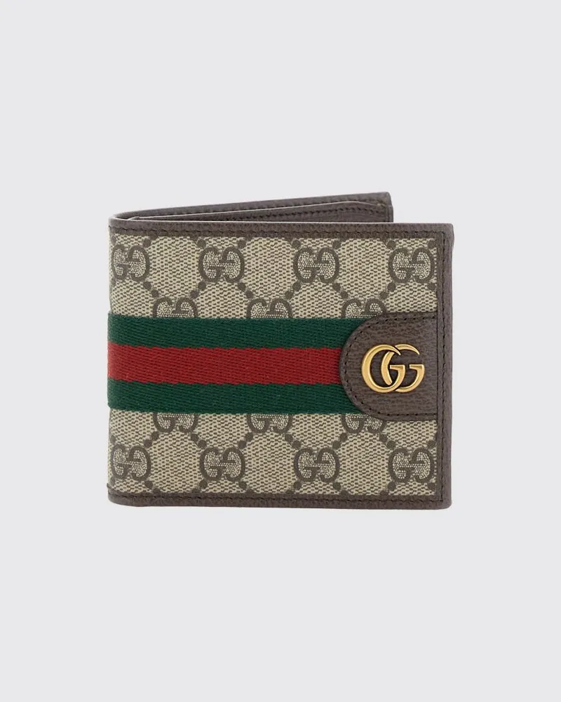 Gucci Ophidia Geldbörse aus GG Supreme-Stoff mit Webstreifen Beige