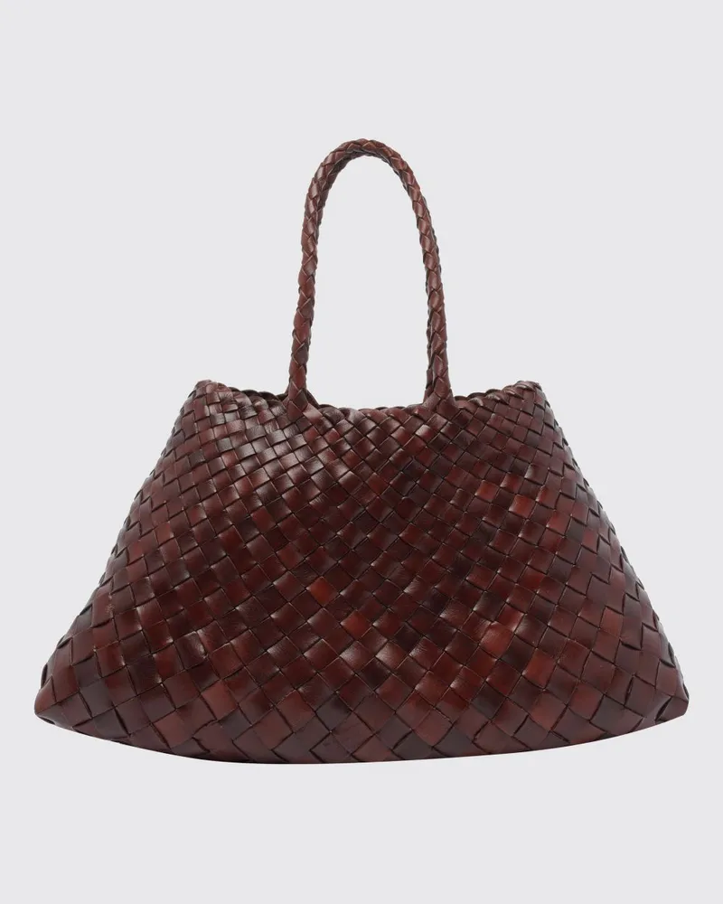Dragon Diffusion Santa Croce Handtasche aus geflochtenem Leder in ausgestellter Form Burnt