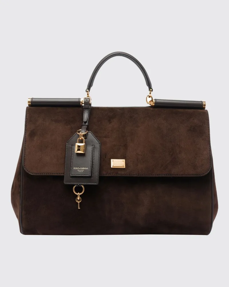Dolce & Gabbana DOLCE  GABBANA My Sicily Dolce & Gabbana Handtasche aus Wildleder mit Charm-Anhänger Braun