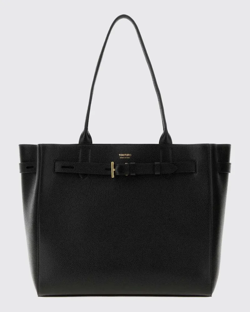 Tom Ford Audrey Mittlere Tote-Tasche aus Kalbsleder mit doppeltem Henkel Schwarz