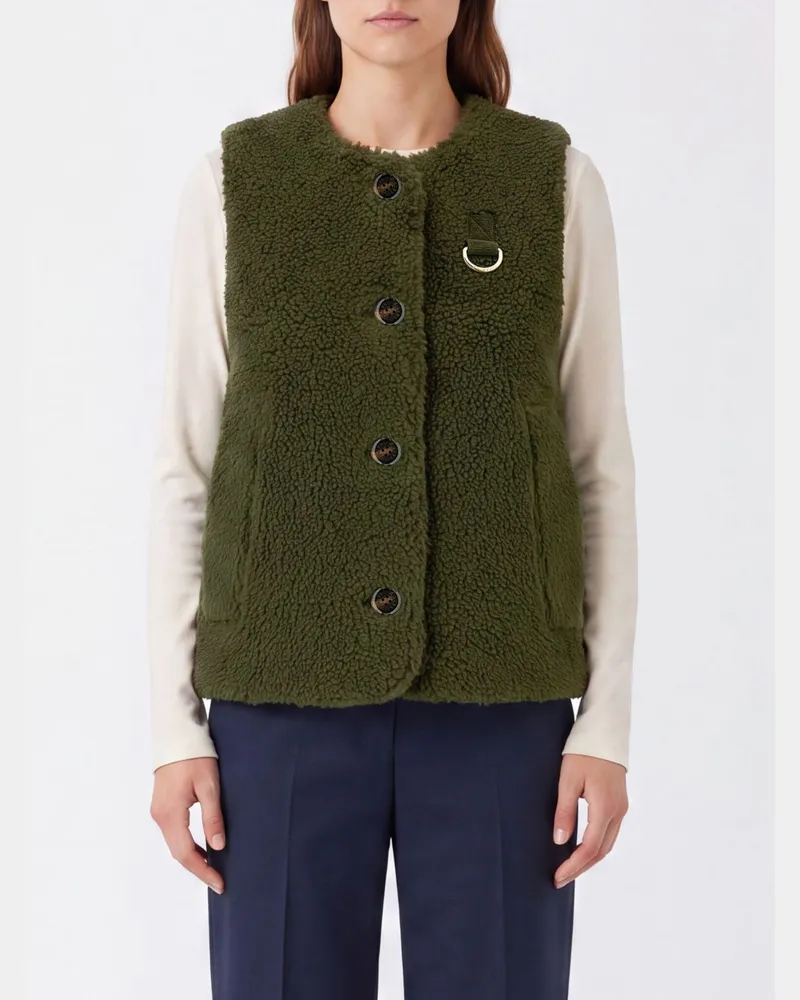 Barbour Technische Fleece-Weste von mit Rundhalsausschnitt und Knopfverschluss Grün