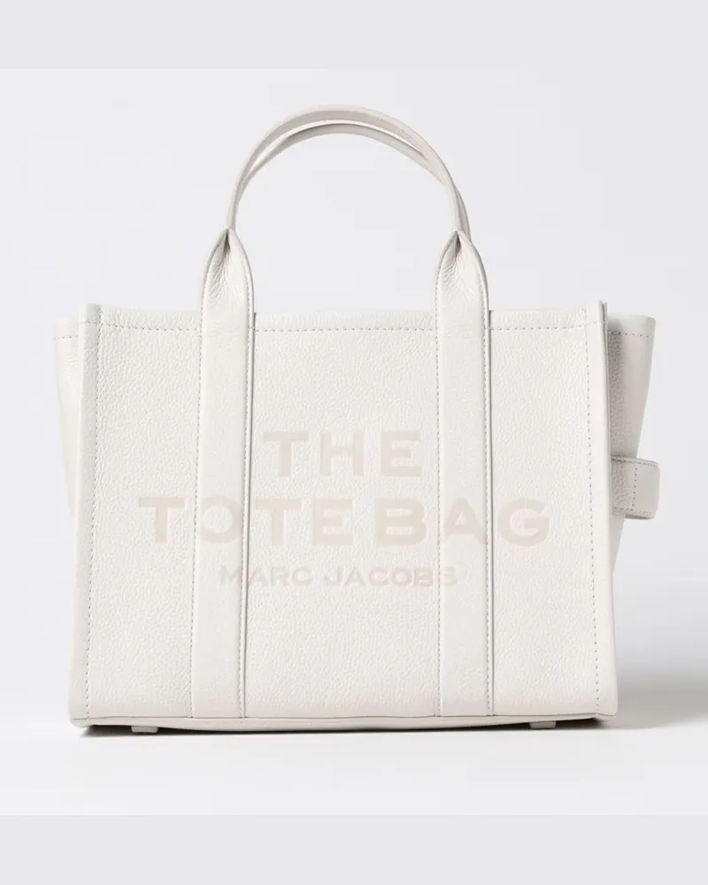 Marc Jacobs The Medium Tote Bag von aus genarbtem Leder mit Logo-Print Weiß