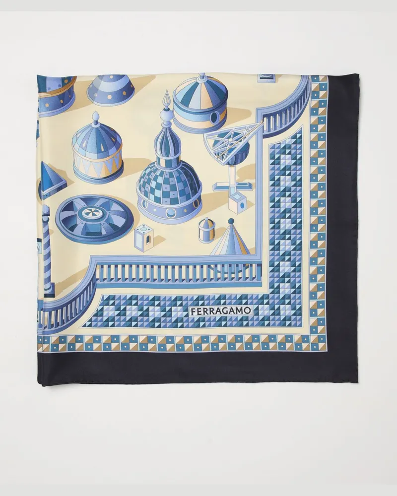 Ferragamo Seidenschal mit Renaissance-Geometrie-Print Ivory