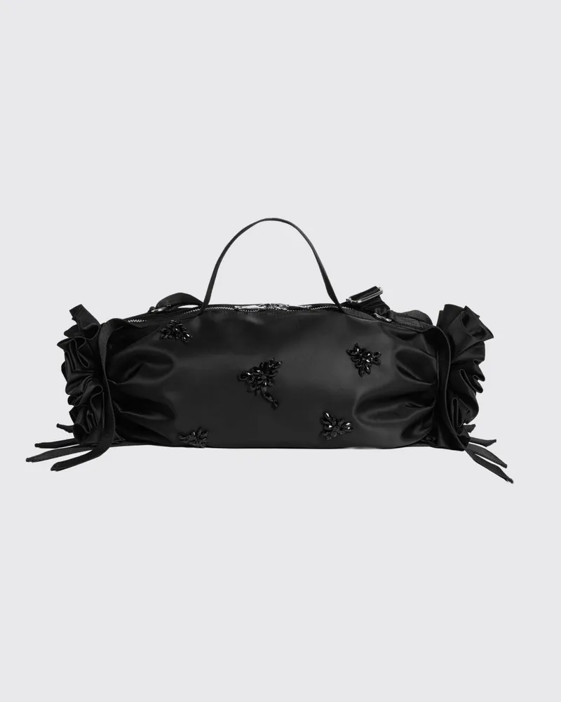 Simone Rocha Handtasche mit doppeltem Henkel und kristallverzierter Stickerei Schwarz