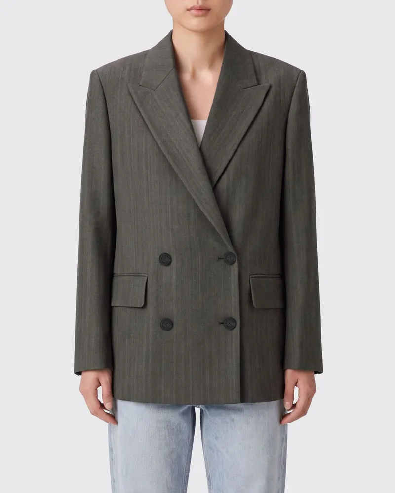 Golden Goose Zweireihiger Blazer aus Schurwolle mit gepolsterten Schultern Braun
