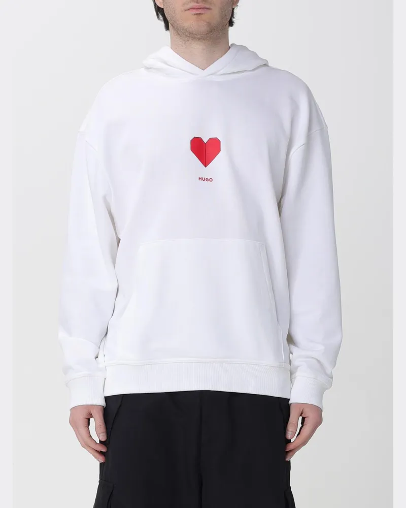 HUGO BOSS Bedruckter Kapuzenpullover Weiß