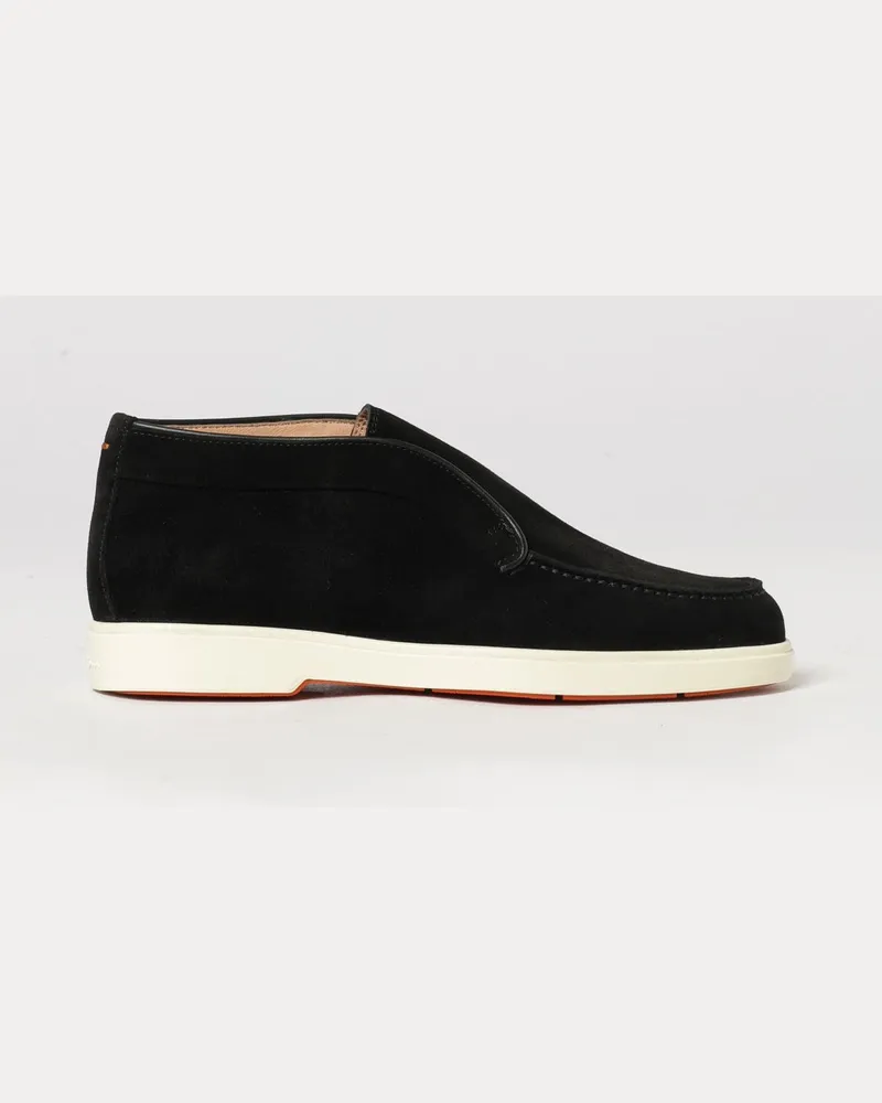 Santoni Chukka-Stiefeletten aus Veloursleder von mit runder Kappe und Gummisohle Schwarz