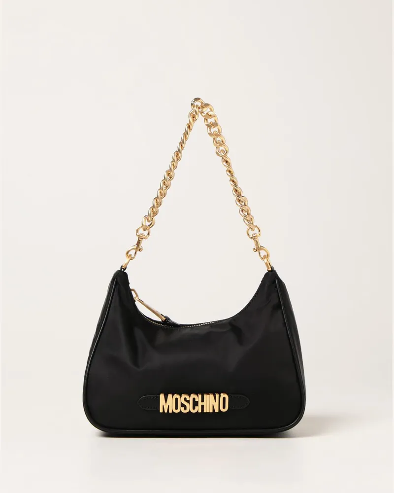 Moschino Hobo Tasche aus Nylon Schwarz