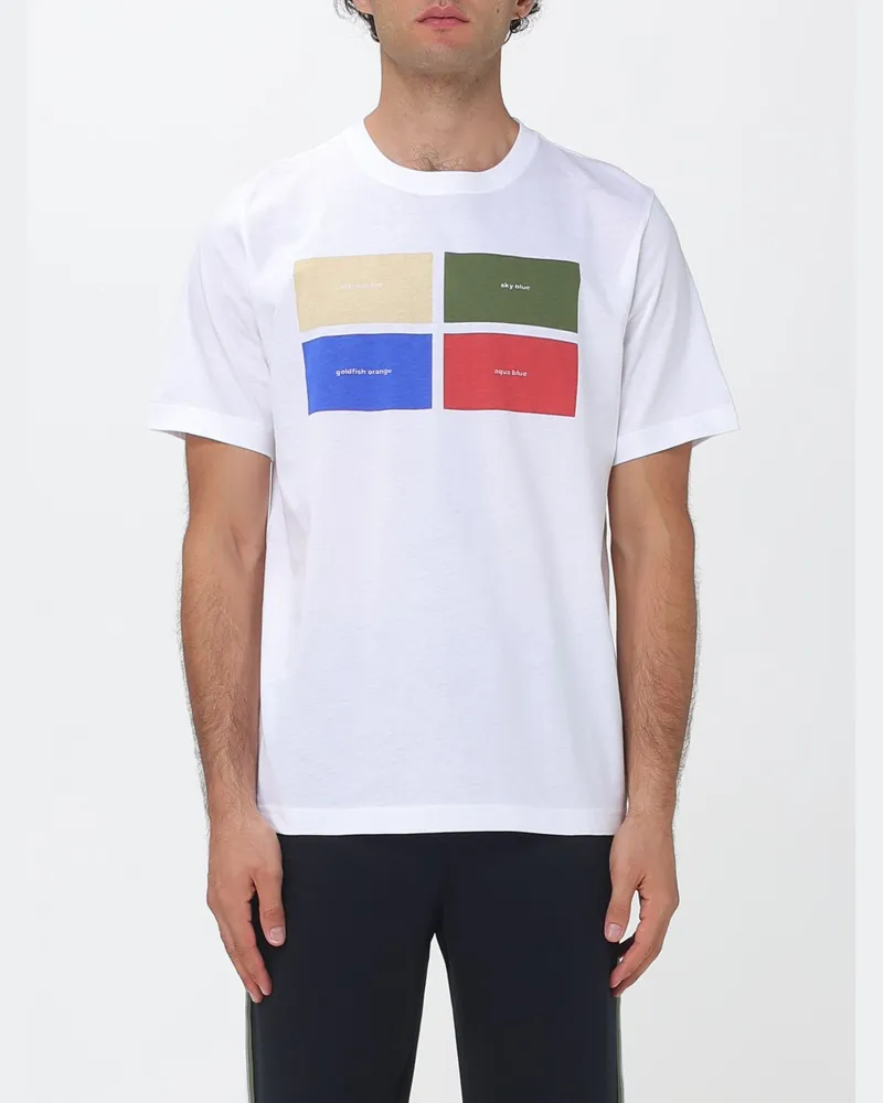 Paul Smith Rundhals-T-Shirt aus Bio-Baumwolle mit kontrastierendem Grafikdruck Weiß