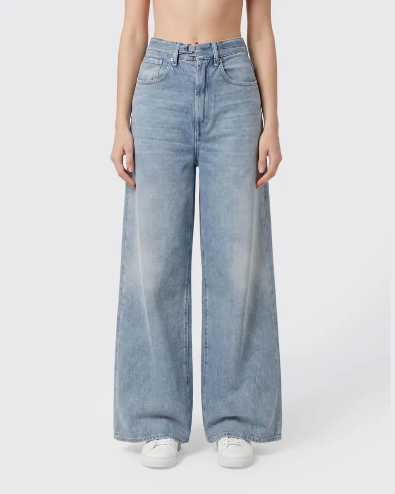 Cycle Hoch taillierte Jeans mit ausgestelltem Bein aus reiner Baumwolle Blau