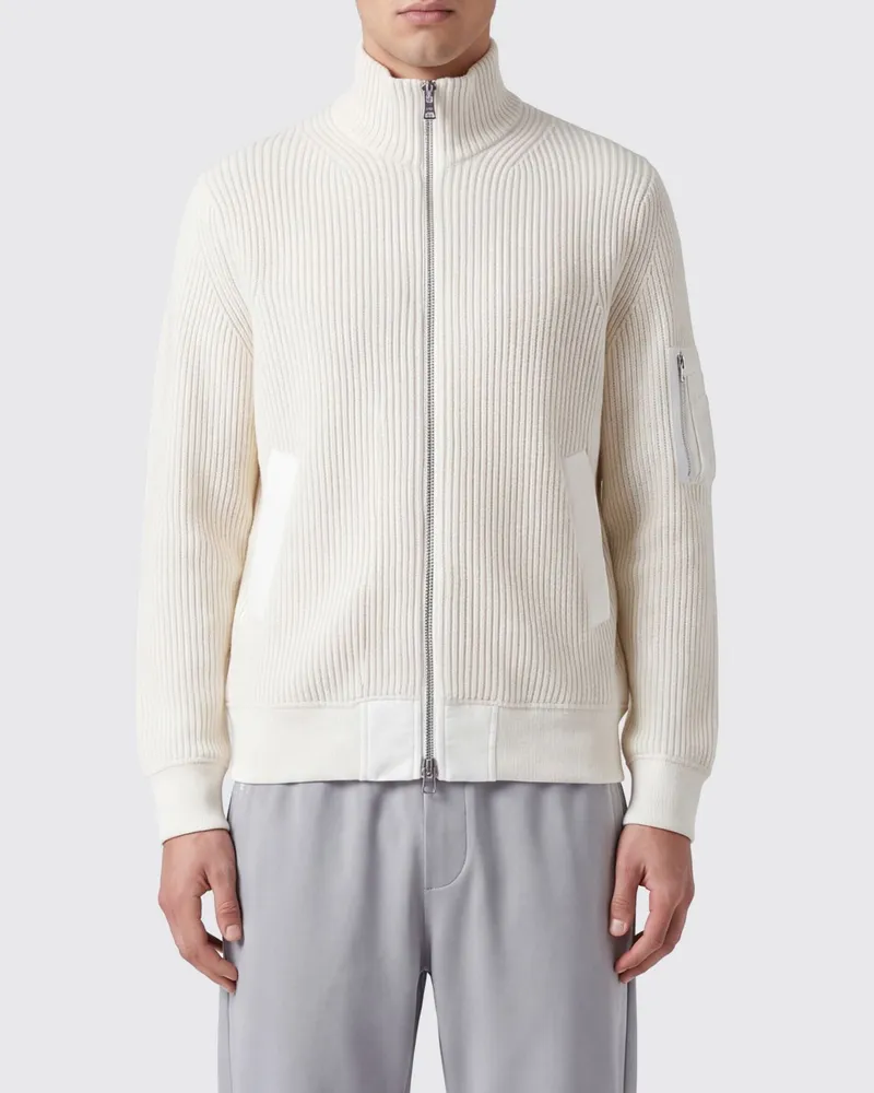 Sacai Woll-Cardigan mit Rollkragen mit Reißverschluss und Eingrifftaschen Weiß