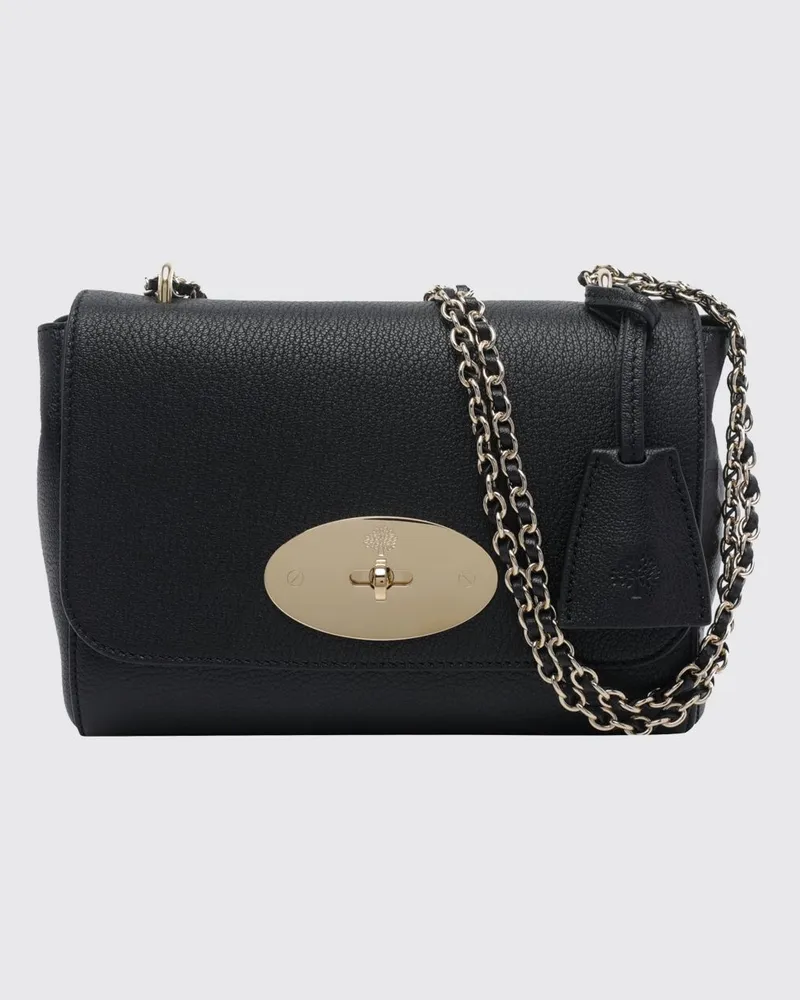 Mulberry Kleine Lily Umhängetasche aus Leder mit Kettenriemen Schwarz
