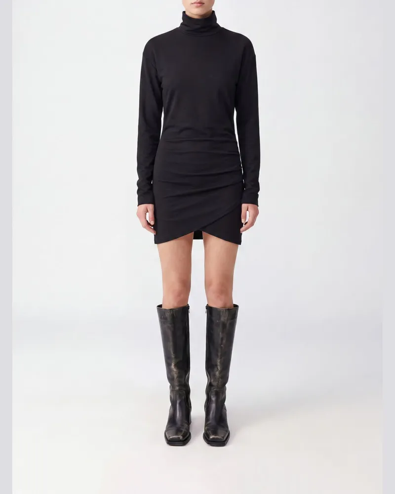 Dondup Asymmetrisches Mini-Etuikleid aus Jersey mit Rollkragen Schwarz