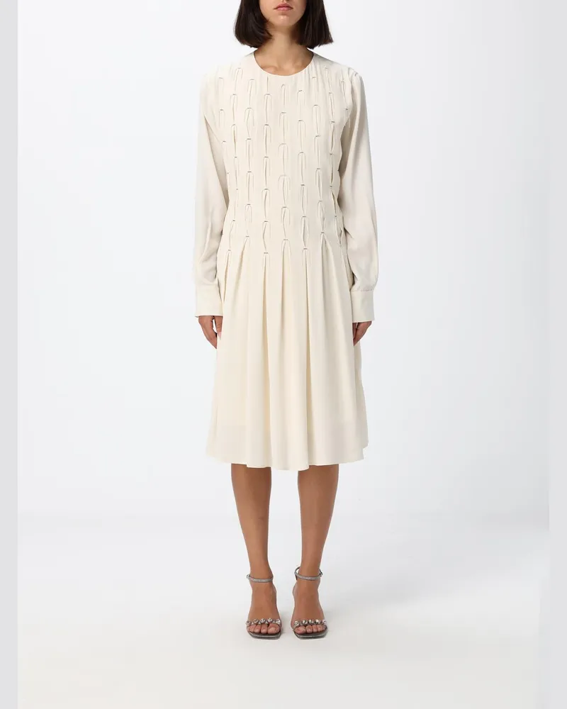 Fabiana Filippi A-Linien-Midikleid aus Crêpe de Chine mit Plastron Butter