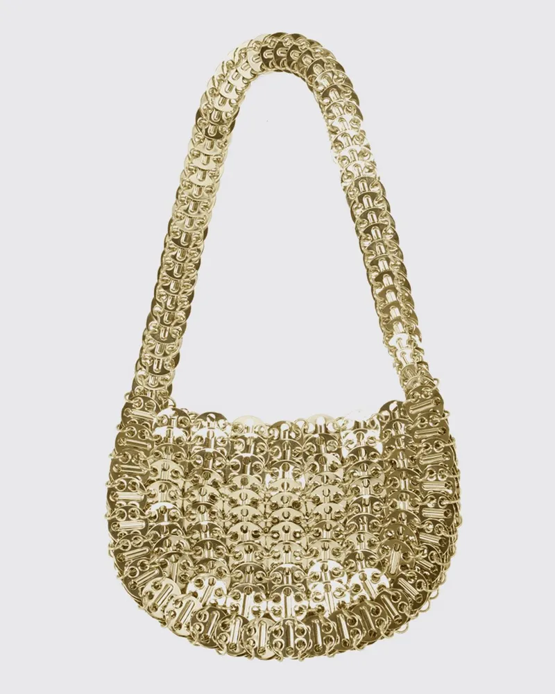 Paco Rabanne Moon 1969 Schultertasche aus Metallgeflecht mit oberem Griff Gold