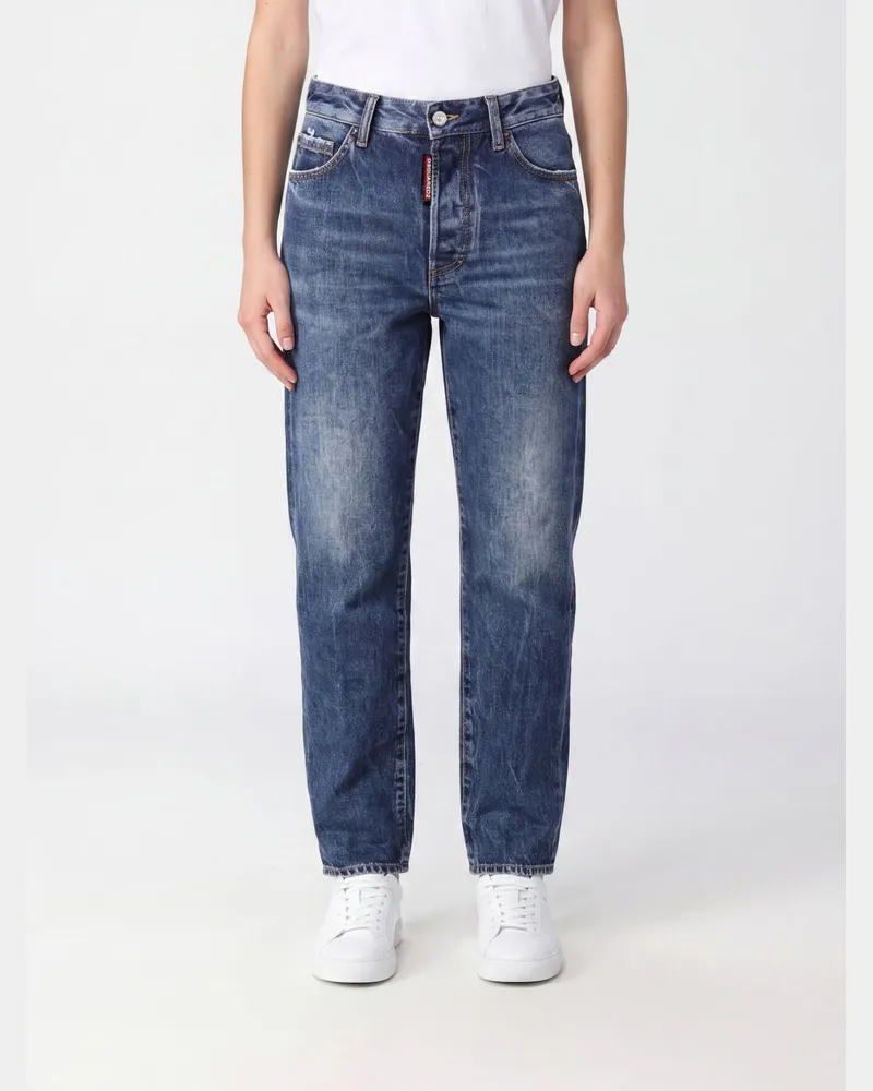 Dsquared2 Boston Mid-Rise Straight-Leg Jeans aus reinem Baumwolldenim Navy