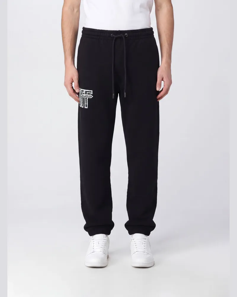 OFF-WHITE Jogginghose aus Baumwolle mit Logo-Print und Diagonal-Streifen Schwarz