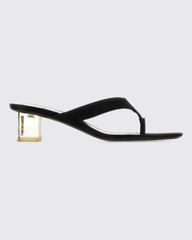 Saint Laurent Frida Satin-Zehensteg-Mules von mit eckiger Zehenpartie und niedrigem Absatz Schwarz