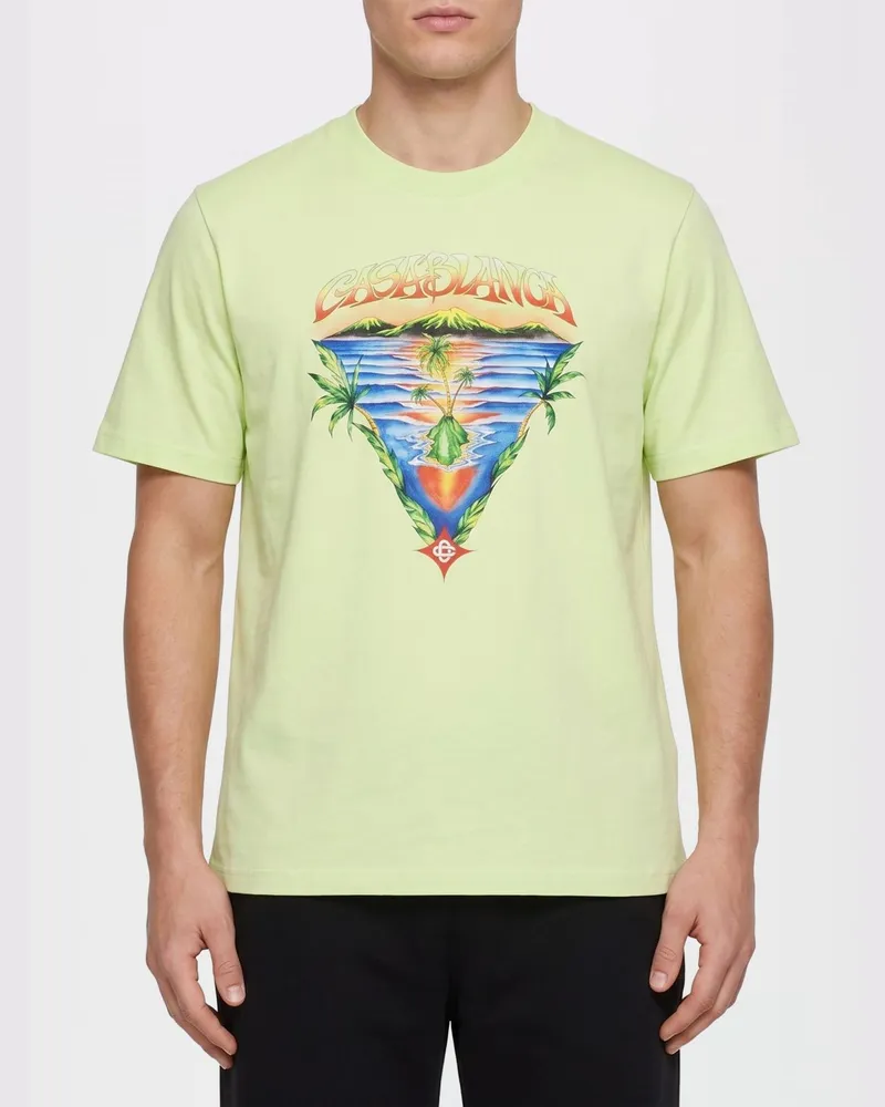Casablanca Paris Bedrucktes T-Shirt aus Bio-Baumwolle Bianco