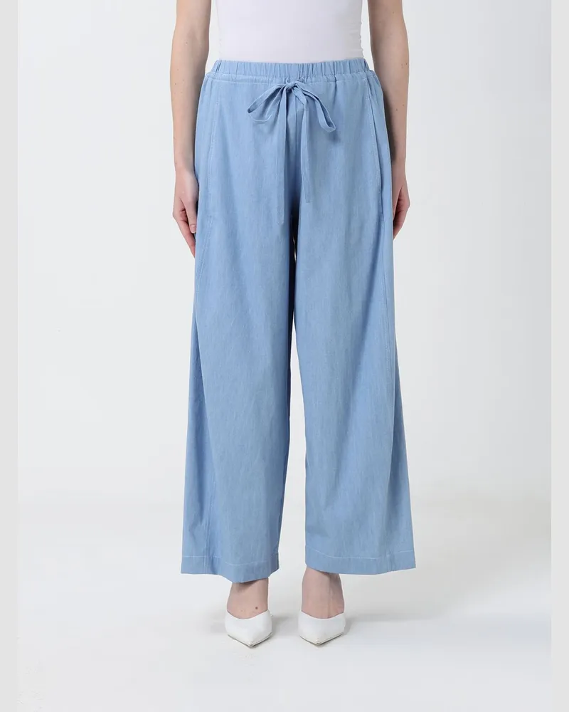 MEIMEIJ Baumwoll-Palazzohose mit Kordelzug Hellblau