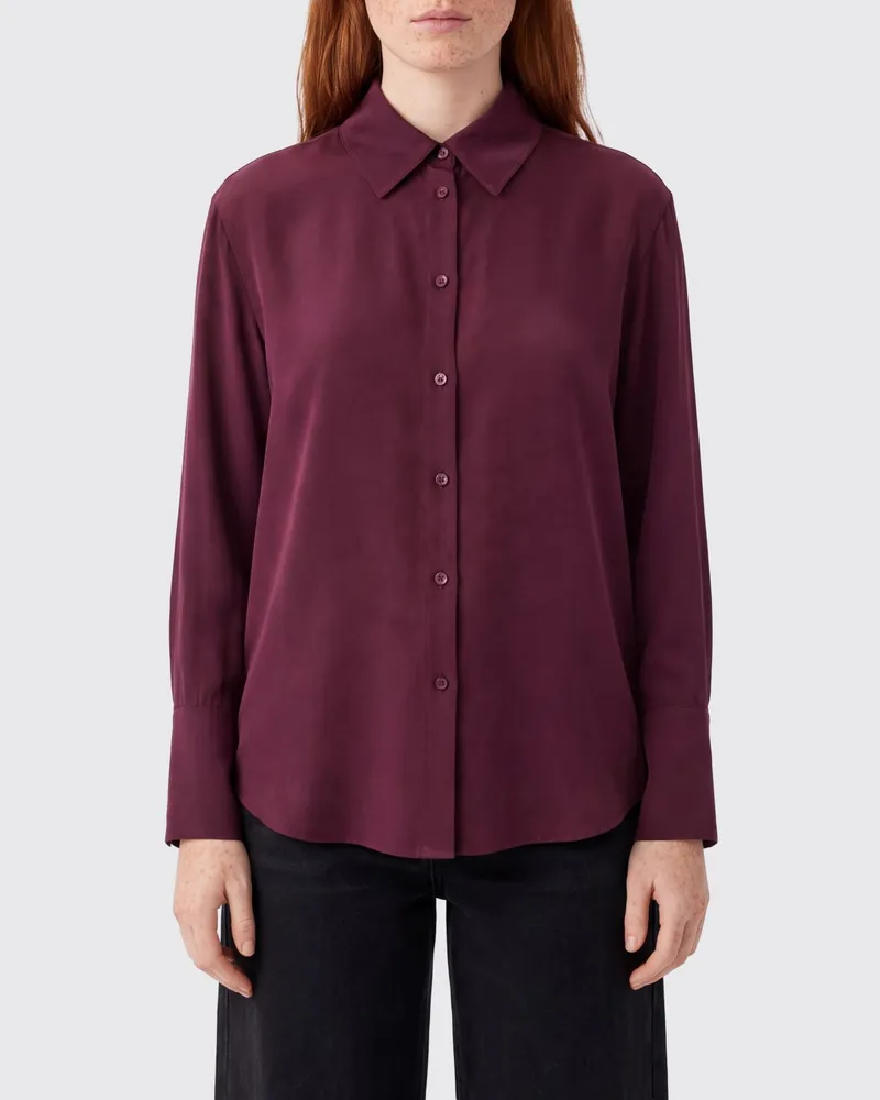 Anine Bing Slim-Fit Seidenmischhemd Bridget mit klassischem Kragen Rot
