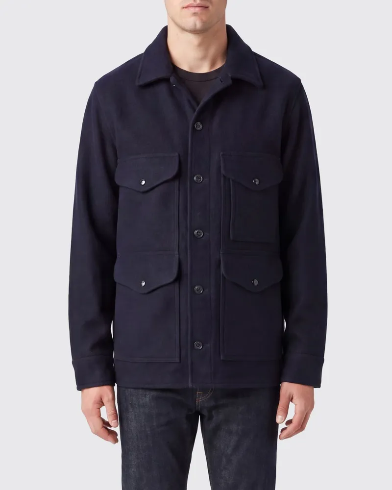 Filson Utility-Hemdjacke aus Wolle mit Pattentaschen und Reverskragen Blau