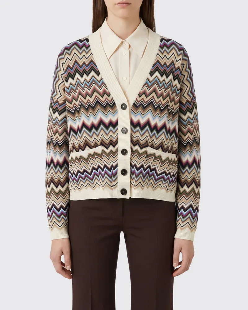 Missoni Cardigan aus Wollmischung mit ikonischem mehrfarbigem Zickzack-Muster Navy