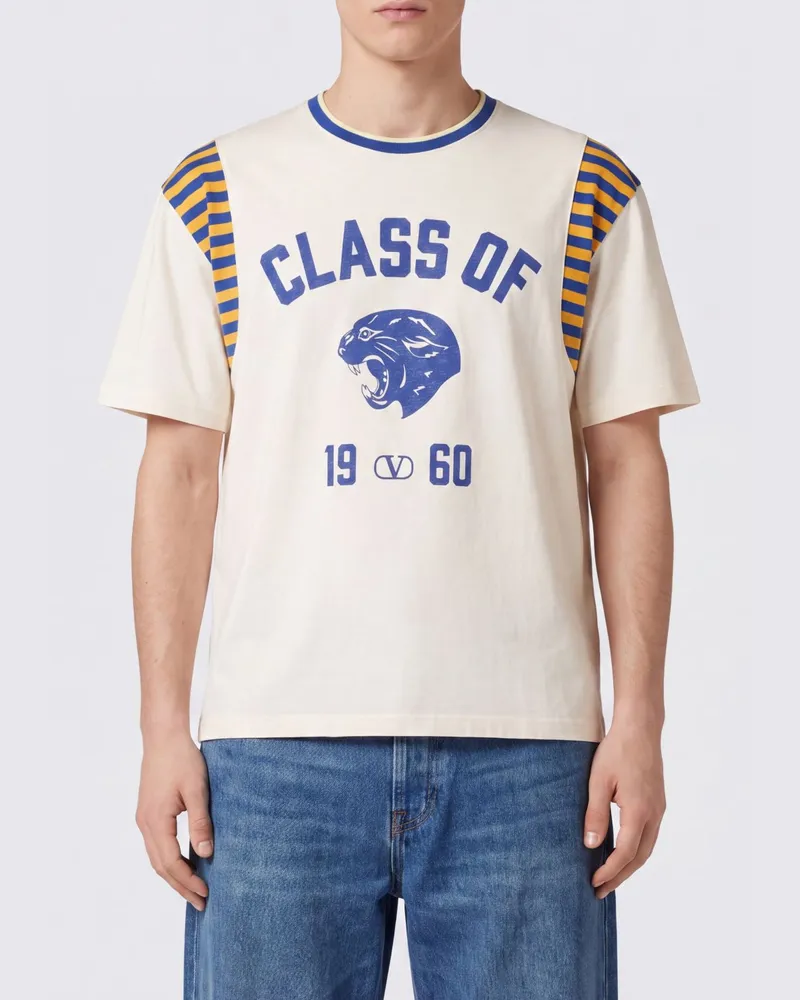 Valentino Garavani T-Shirt aus Baumwolle mit VLogo Signature-Print Weiß