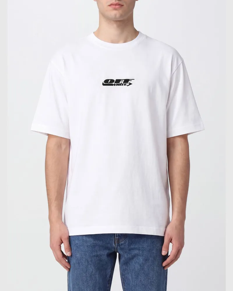 OFF-WHITE Rundhals-T-Shirt aus Baumwolle mit Arrow-Logo auf der Rückseite Weiß
