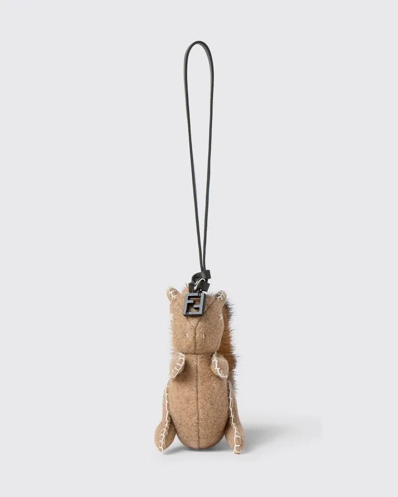 Fendi Schlüsselanhänger aus Nerzfell und Wolle mit Animal-Print Camel