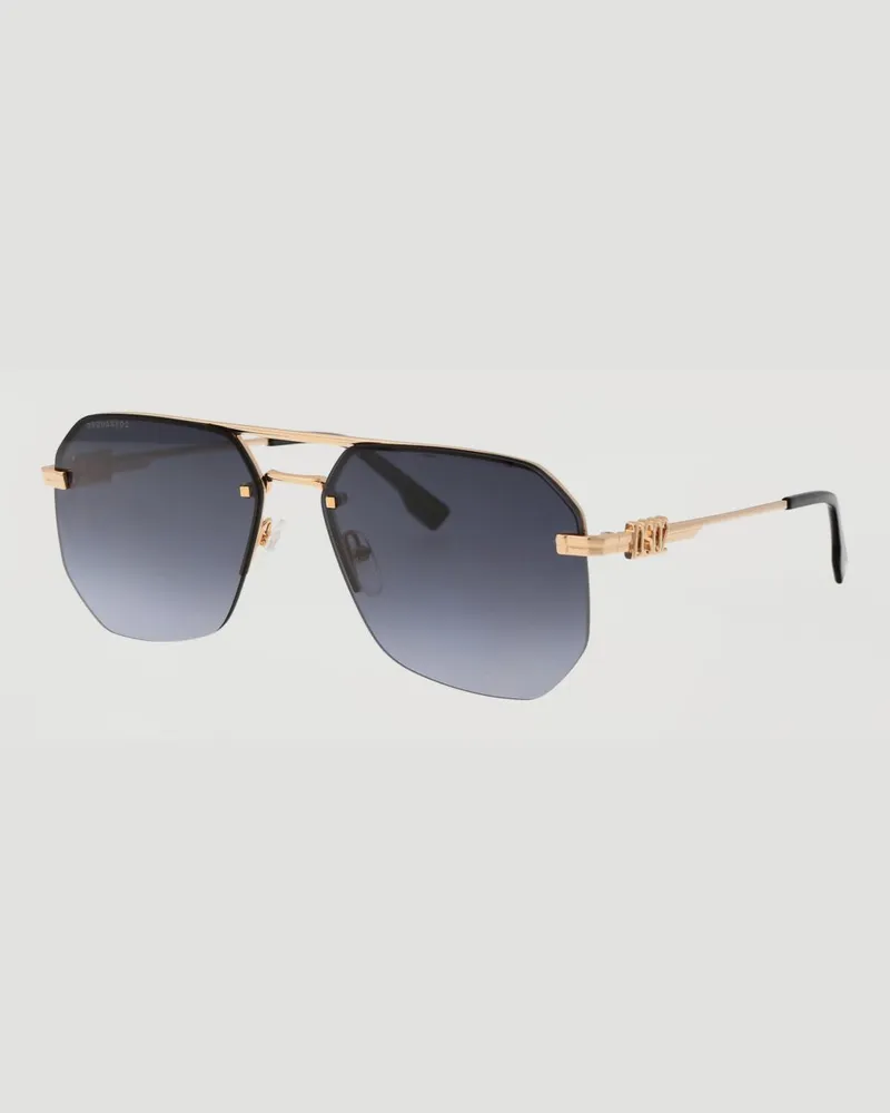 Dsquared2 Piloten-Sonnenbrille aus schwarzem Metall mit Doppelsteg Schwarz