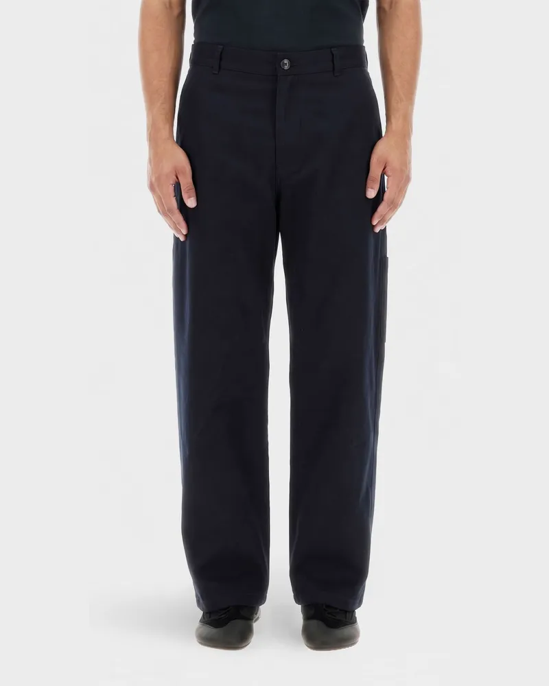 Loewe Straight-Leg Twill-Hose mit gesticktem Logo Navy
