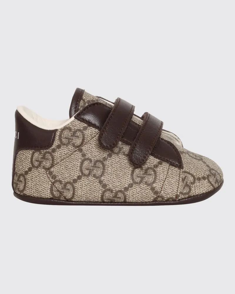 Gucci Sneaker für Jungen aus GG Supreme-Stoff mit Klettverschluss Nude