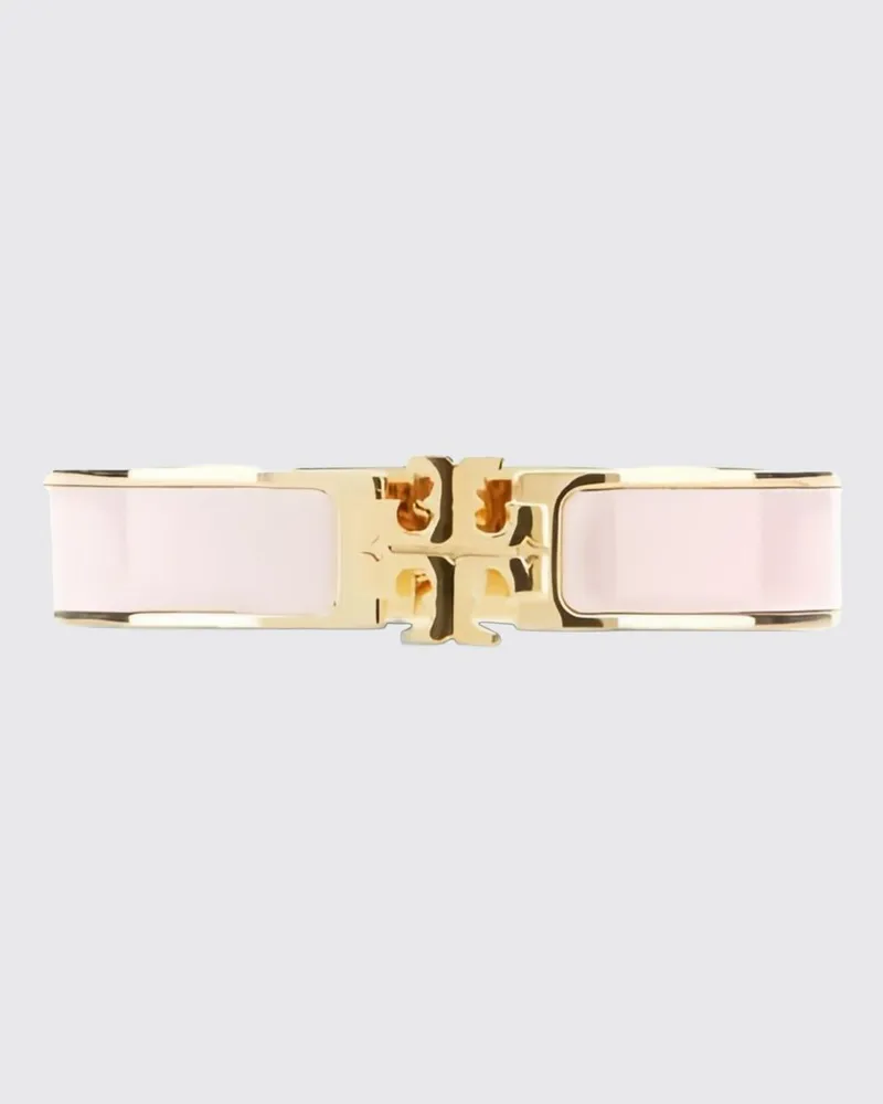 Tory Burch Kira Armreif aus emailliertem Messing mit Doppel-T-Logo Pink