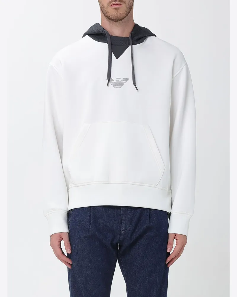 Emporio Armani Oversized-Hoodie aus Baumwolle mit Eagle-Logo Weiß