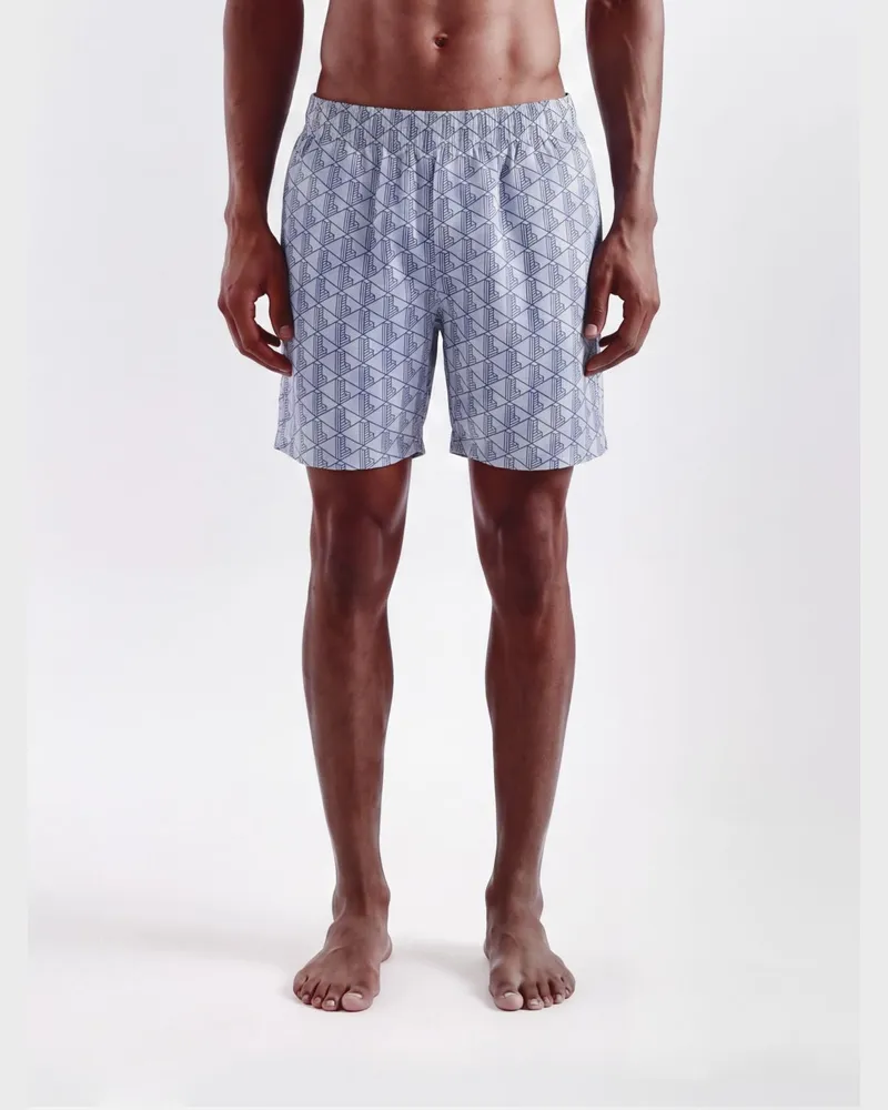Lacoste Badeshorts aus Nylon mit Grafikdruck und elastischem Bund Hellblau