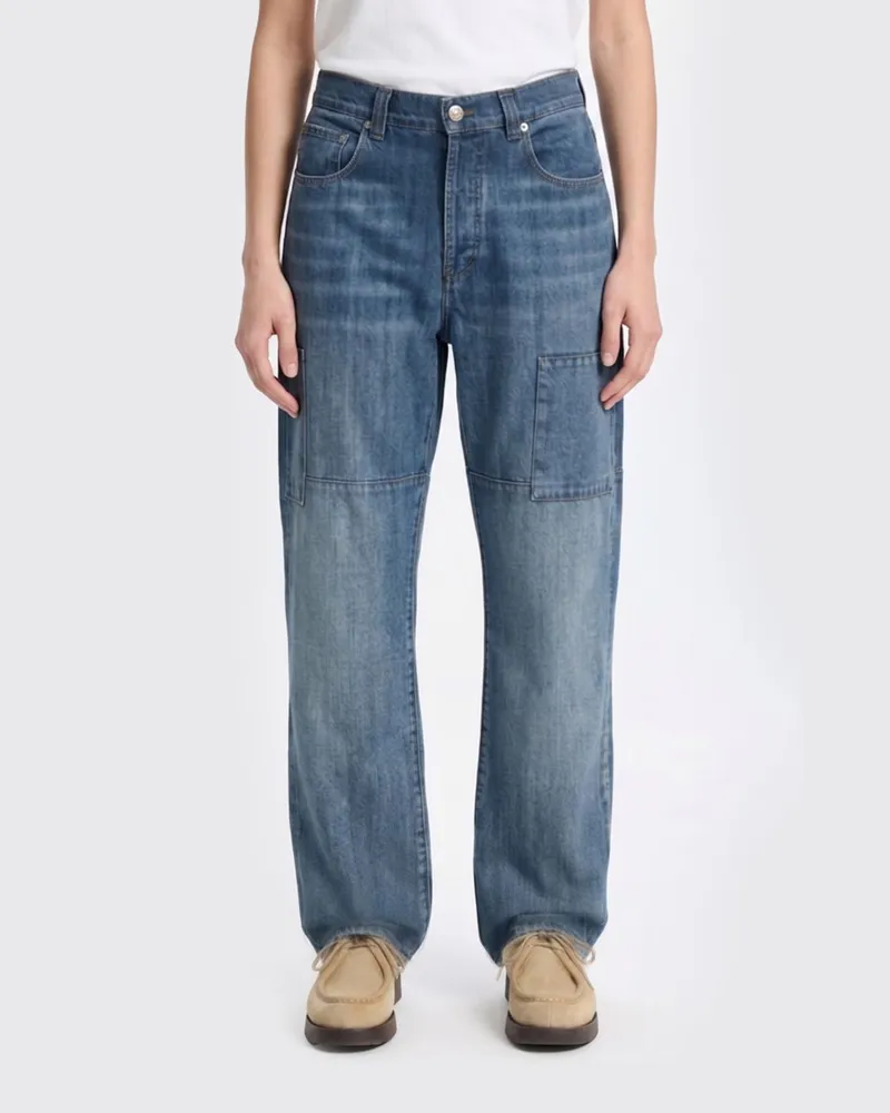 Wales Bonner High-Rise Wide-Leg Jeans aus Baumwolldenim Blau