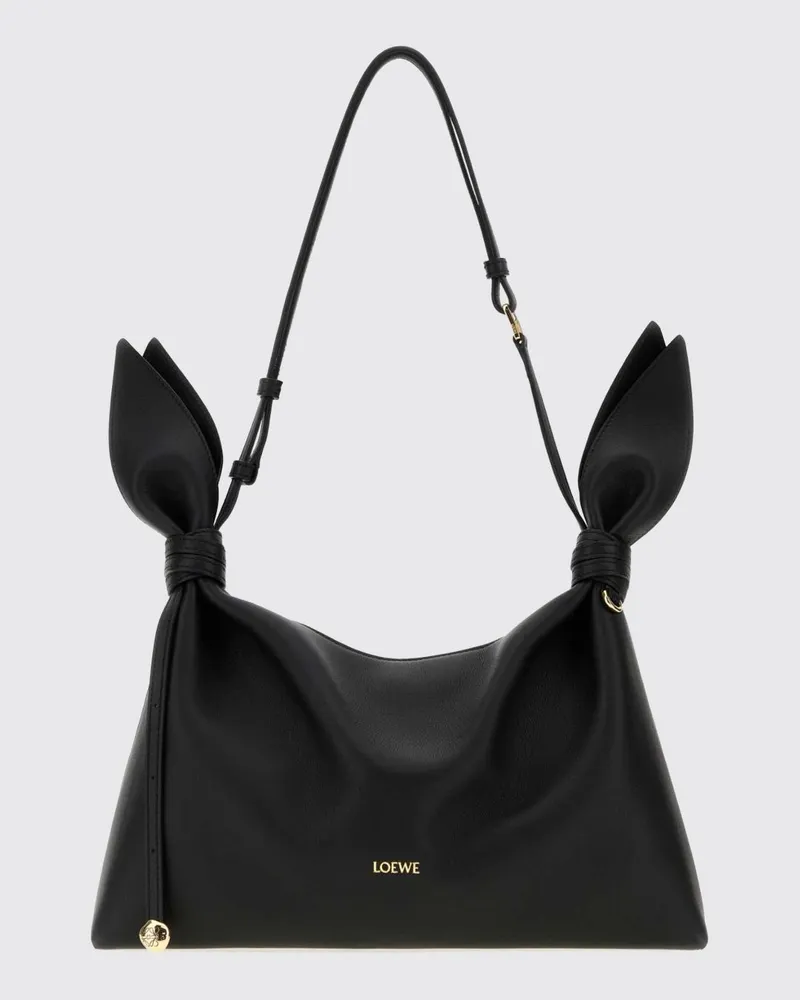 Loewe Schultertasche aus Kalbsleder mit Knotendetail und verstellbarem Henkel Schwarz