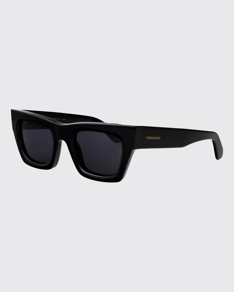 Ferragamo Rechteckige Cat-Eye-Sonnenbrille aus Acetat mit Logo-Schriftzug Schwarz