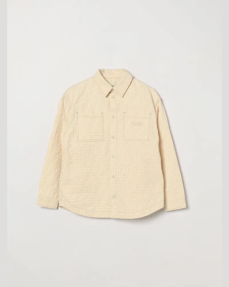 Fendi Hemdjacke für Jungen aus Baumwolle mit FF-Monogramm Braun