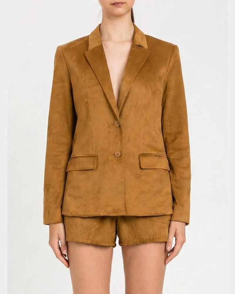 Twin-Set Einreihiger Wildlederblazer Braun