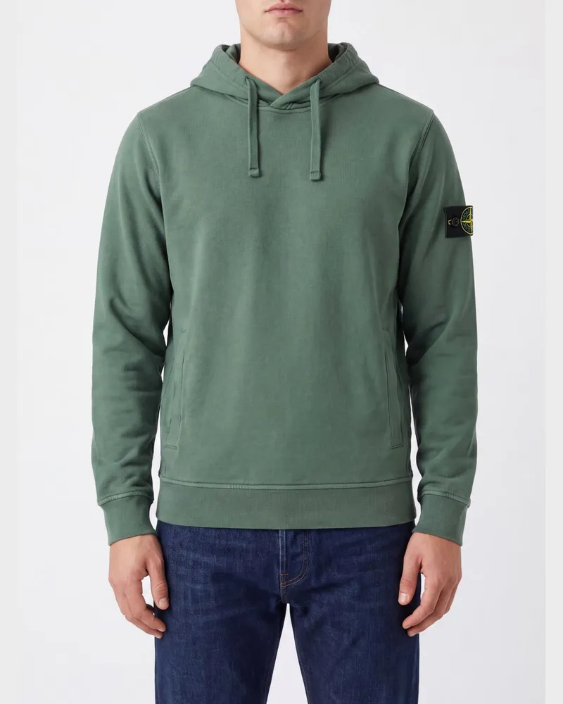 Stone Island Kapuzenpullover aus Baumwolle mit Kompass-Logo-Patch Olive