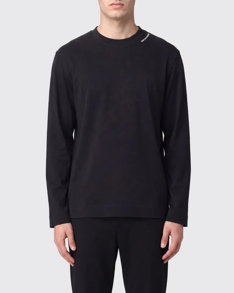 Emporio Armani Langarm-T-Shirt aus Modal und Seide Schwarz